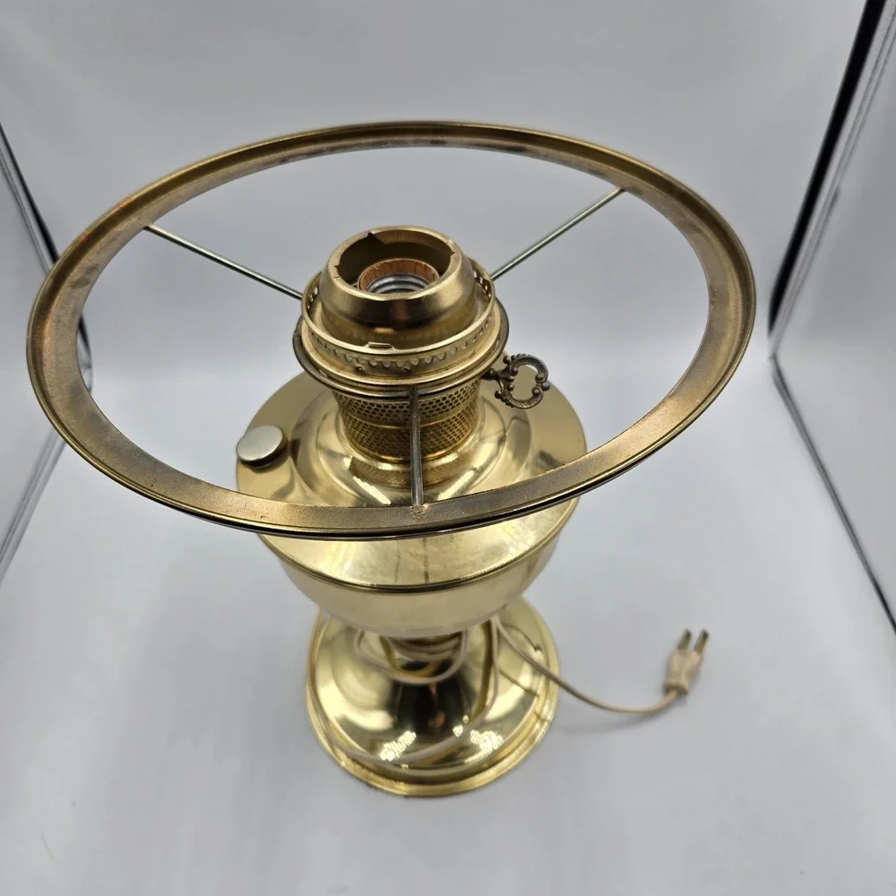 Antique vtg oil kerosene Lamp electrified Brass Base No Shade Unmarked MCM works